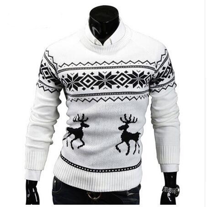 Deer Christmas Sweaters for Man O Neck Casual Pullover Male Sweater Men Jumper Mens Knitwear Sueter Slim Top Winter Sweters T200402
