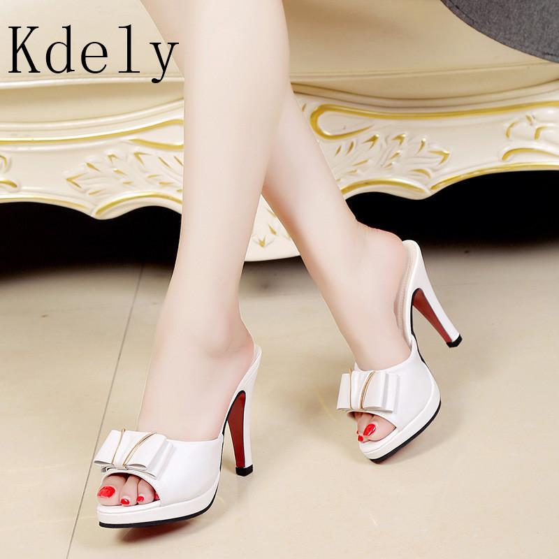 

2021 new women sandals Women slippers PU bowknot thick high-heeled color block decoration open toe sandals, Black