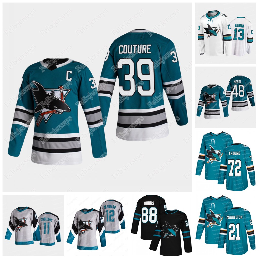 

Youth Brent Burns San Jose Sharks Jersey Tomas Hertl Jacob Middleton William Eklund Nick Bonino Logan Couture Patrick Marleau Erik Karlsson Labanc Rudolfs Balcers, Home jersey men: size s-3xl