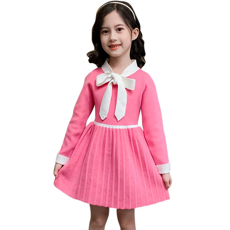 

Girl's Dresses Girl School Dress Solid Color Party Knitted Casual Kid Spring Autumn Costume For Girls 6 8 10 12 14, Red;yellow
