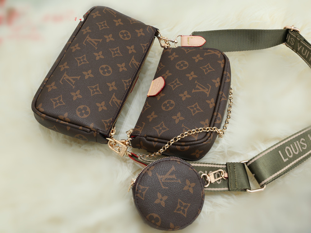

GGLVLouisVittonYSLVUTTON Luxury brand High Quality MULTI POCHETTE ACCESSOIRES Women Genuine Leather Shoulder Crossbody Bag Wallet Three items, 16