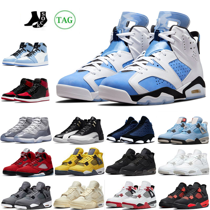 

Basketball Shoes Mens UNC 6s White Oreo 4s University Blue 1s Bred Patent 12s playoffs Brave 13s Flint Men Sport Sneakers Trainers Size 5.5-13, 6s unc 5.5-13