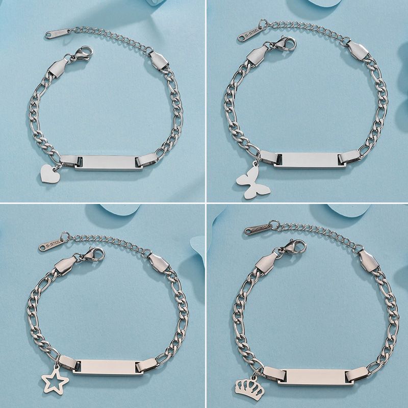 

Western Style Stainless Steel Chain Bracelet Butterfly Heart Star Crown Charm Jewelry Wholesale for Woman