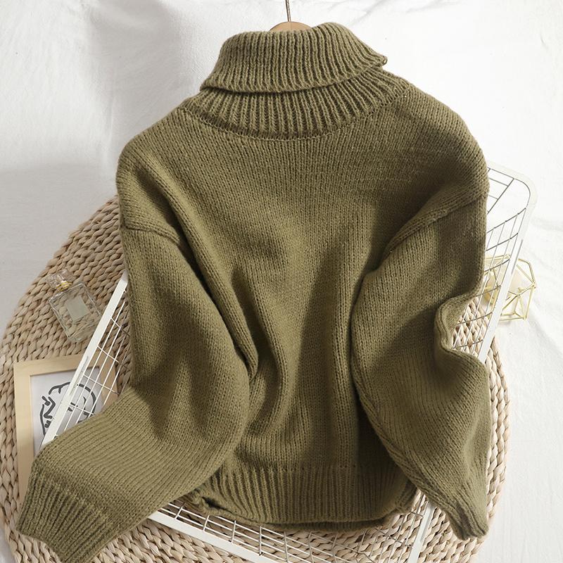 

Women's Sweaters XFPV 2021 Autumn Winter Arrivals Simple Thickened Sweater Coat Solid Color Thin High Neck Pullover Top Women SM1139, White;black