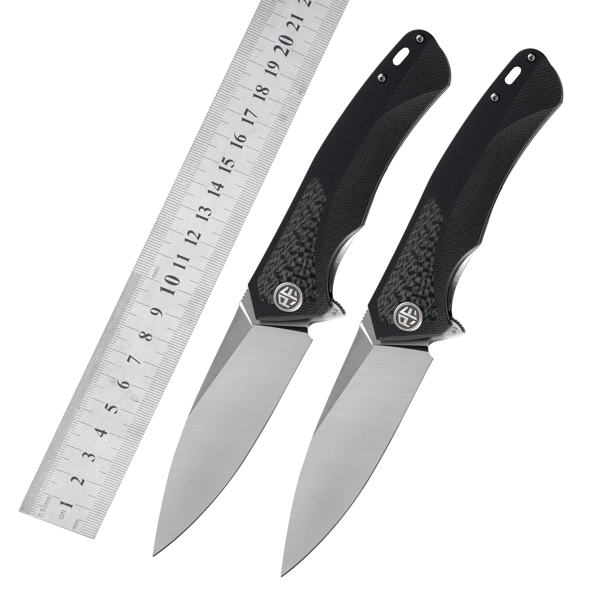 

New PF838C Petrified fish D2 Stee Bade foding knife G10+Carbon fiber hande fipper outdoor camping hunting EDC pocket too