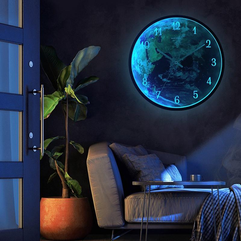 

GEEKCOOK Luminous Wall Clock Modern Design Voice Control Silent Night Lights LED Glowing Clocks Living Room Decor