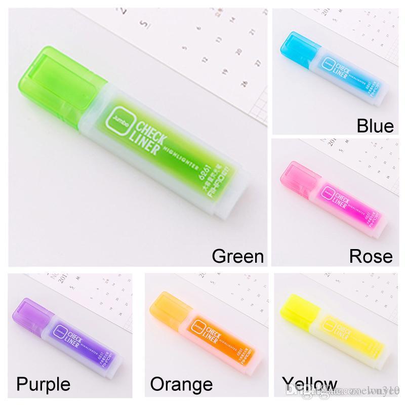 

Durable 6Pcs/Set Highlighter Pens Students Paint Draw Cute Watercolor Pen Students Stationery 6 Colors Markers Highlighter Pens VF1513 T03