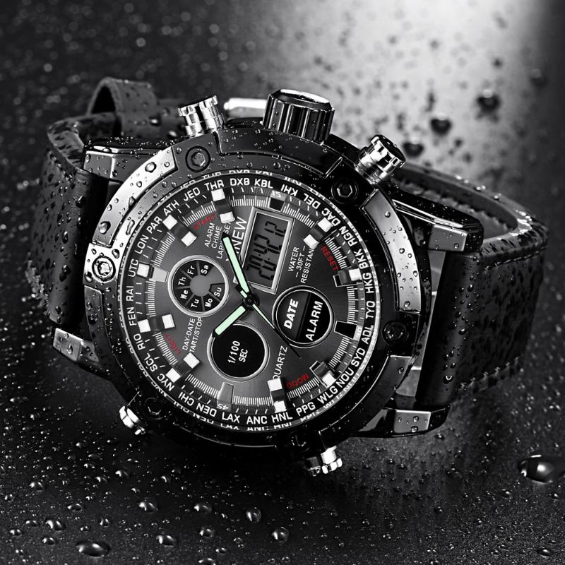 

Wristwatches Xi Watch In Dual Display Watches Men Waterproof Led Sports Relogio Masculino Movt Brown Sport Digital Military 3022, Black