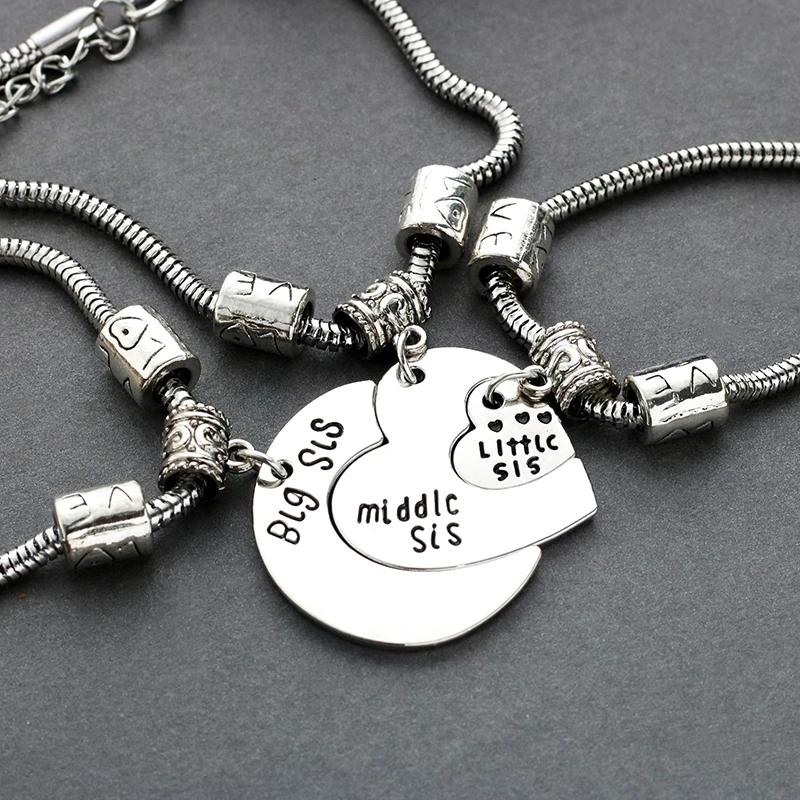 

Charm Bracelets 3 Pc Good Friend Series Bracelet Gift Female Christmas Sisters Pendant Steampunk Lovers Stitching Retro Jewelry