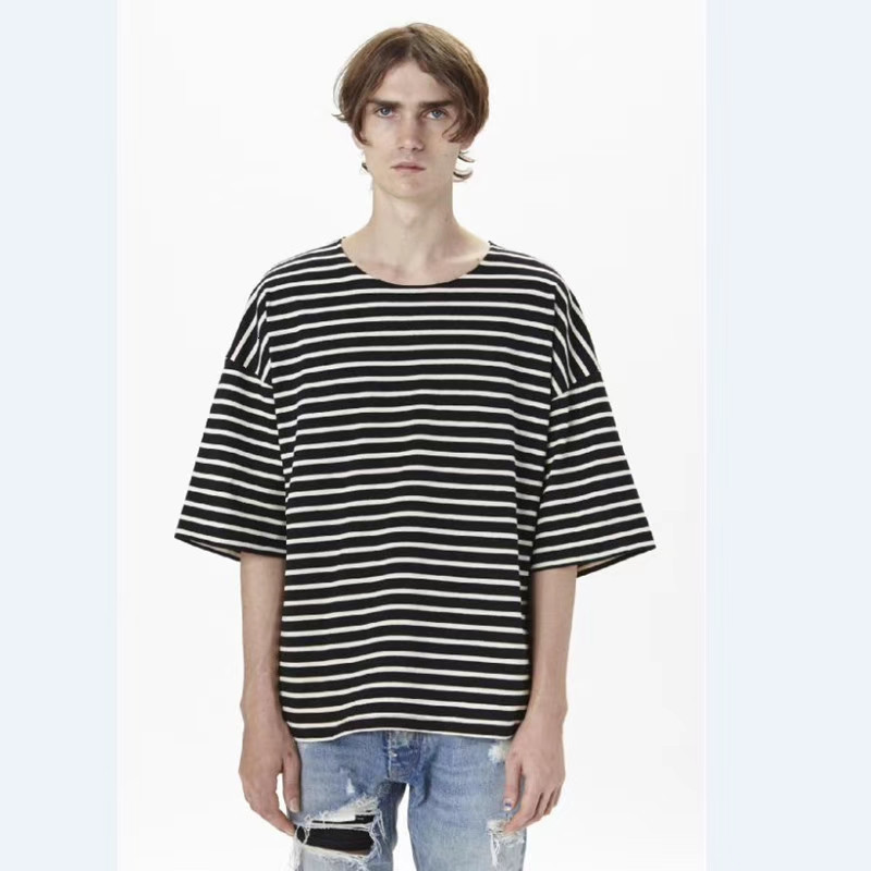 

2021 New 1:1 De Alta Qualidade t Camisa Dos Homens Preto e Branco Listras Topo Tess Harajuku Streetwear Oversized Fog Essentials Camiseta Vu