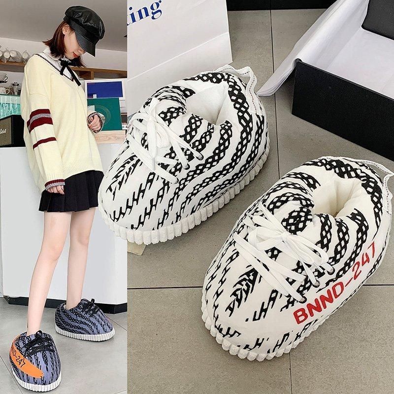 

Slippers Winter Warm Women Cute Home Unisex Lovely Sneakers Men House Floor Cotton Shoes Woman EU 35-44 Plush Sliders, White