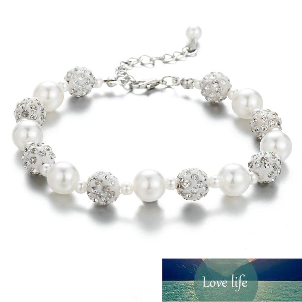 

Trendy Shambala Drill White Beads Bracelet Lmitation Pearl Bracelet Femme Adjustable Bracelet for Women Boho Pulseras, Black