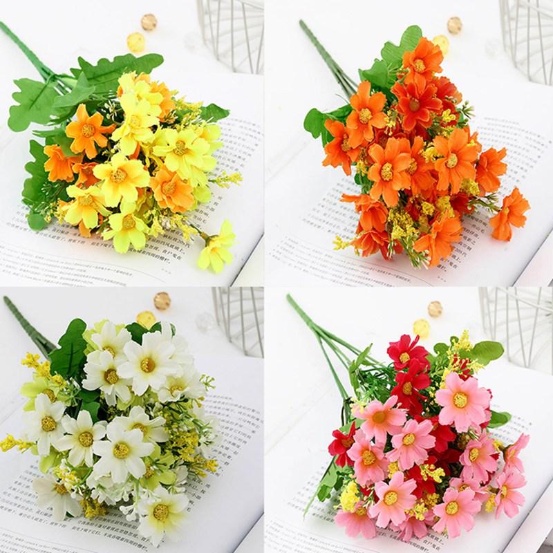 

Simulated Flower Daisy Silk Flower Jumping Orchid Chrysanthemum Home Decoration Branch Display Leaves Indoor Home Decor Office, Yw