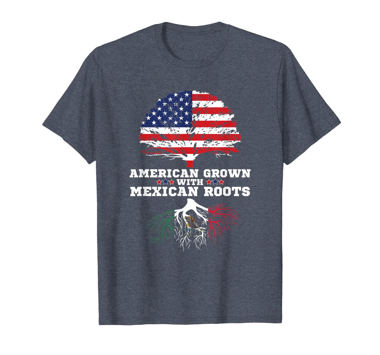 

Mexican American T-Shirt American Grown With Mexican Roots, White;black