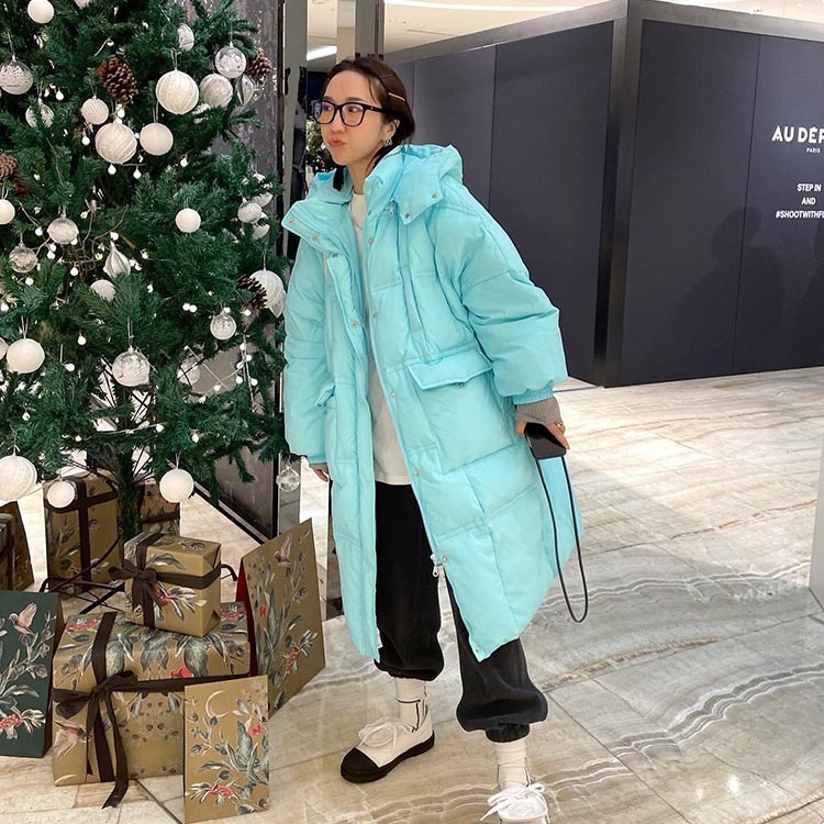 2021 New Down Women's Middle and Long Design Sense of Minority Candy Color Loose Korean Style Jacket Winter Trend