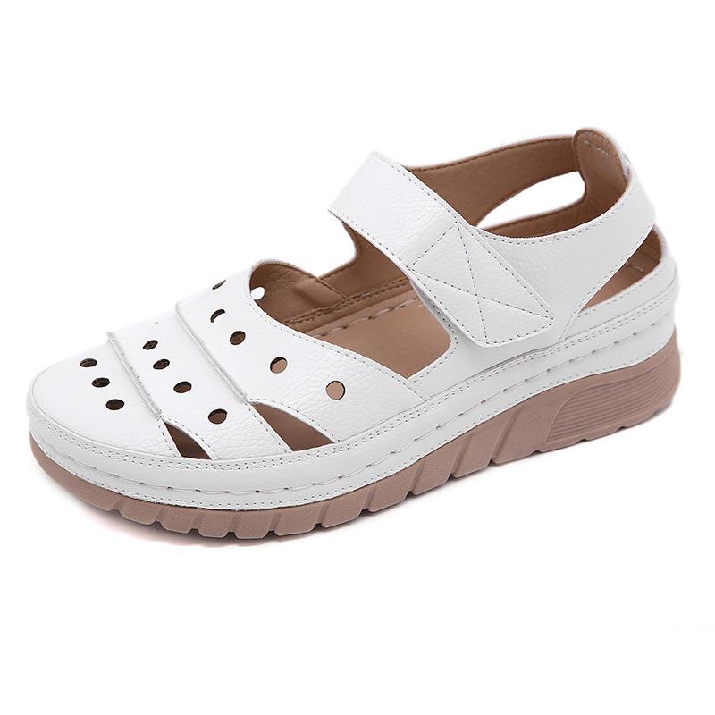 

2021 New Summer Women Vintage Sandals Hook Causal Sewing Ladies Girls Comfortalbe Hollow Round Toe Sandals Wedges Platform Shoes, Black