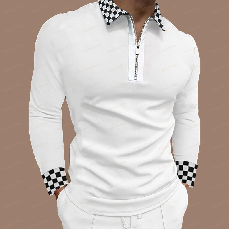 

Mens Polo Shirt T-shirt Designer Clothes Spring autumn europe size Solid shirt Fashion Long sleeve Plaid Polos zipper stripe top Clothing, P10