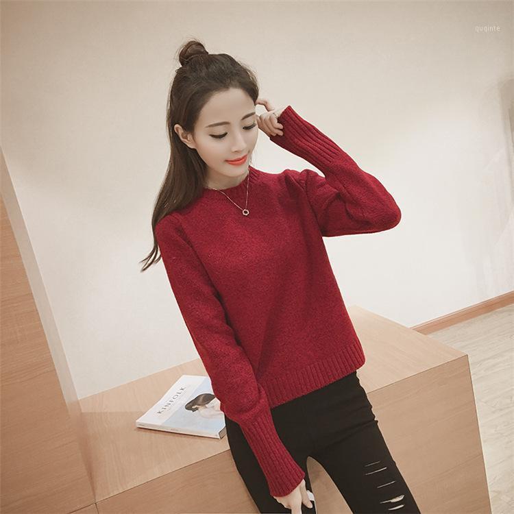 

Women's Sweaters Ladies Sweater Long-sleeved Warm Sweatshirt With Decorative Knit Young Women Casual Streetwear Autumn Top, Green