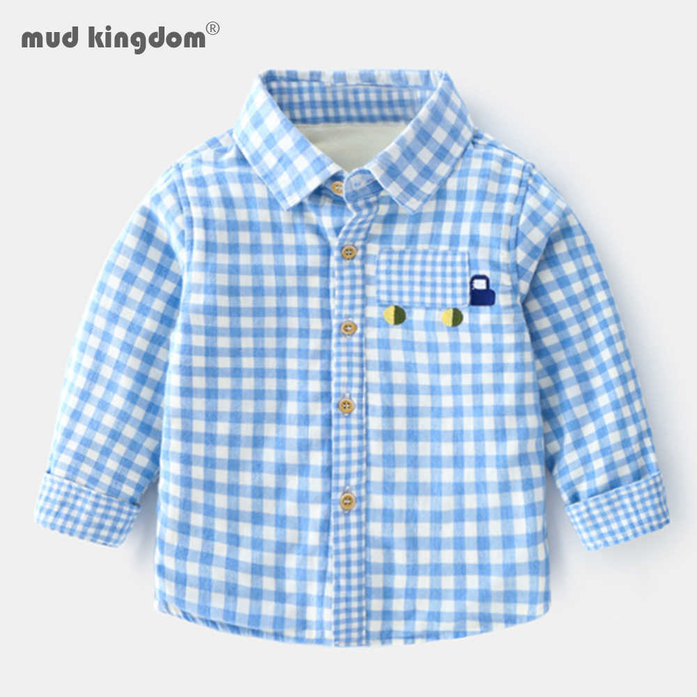 

Mudkingdom Toddler Boys Shirts Long Sleeve Plaid Shirt Autumn Winter Fleece Lined Casual Cotton Tops 210615, Green