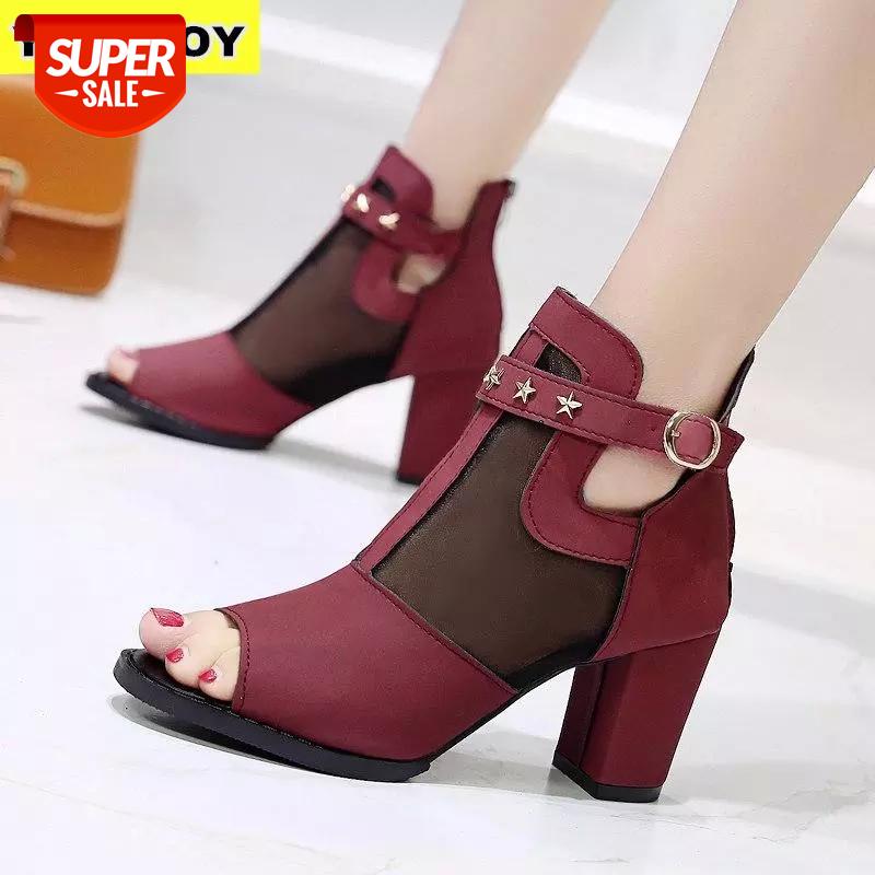 

Summer Mesh Peep Toe Sandals Sexy Heels Single Shoes Women In Europe And America 2019 Spring Summer Gauze Mujer High Heels #TB27