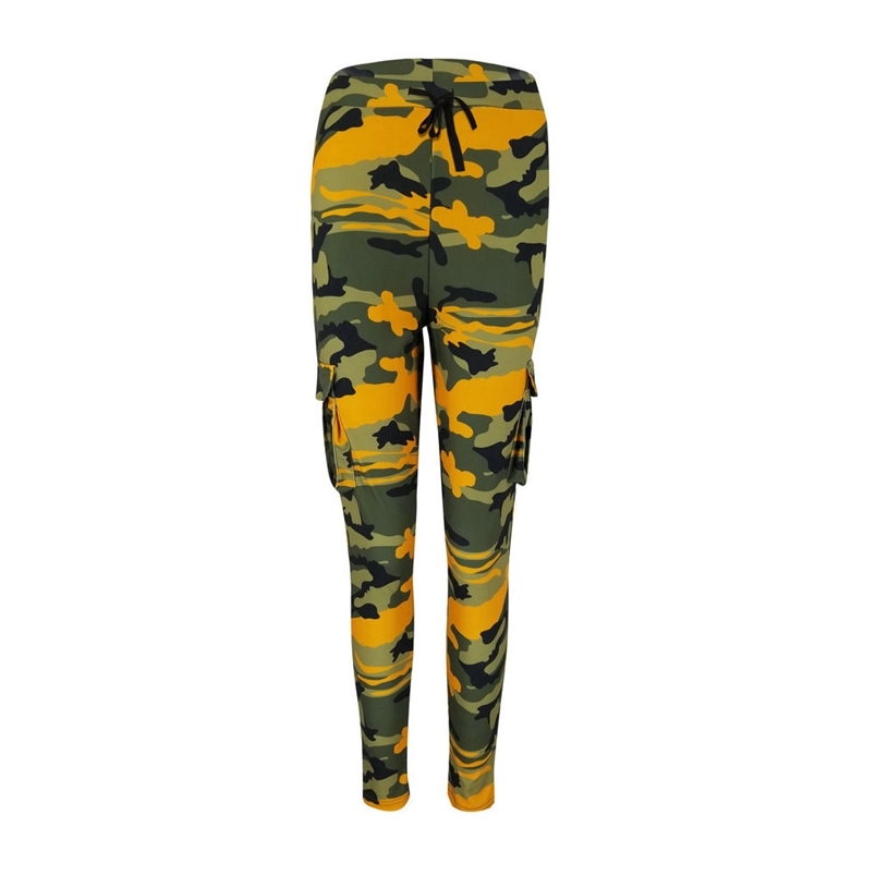 

Fashion Slim Sexy Bow Long Pants Army Green Camouflage Print Pockets Women's Maxi Autumn Bodycon Female 210604, Orange
