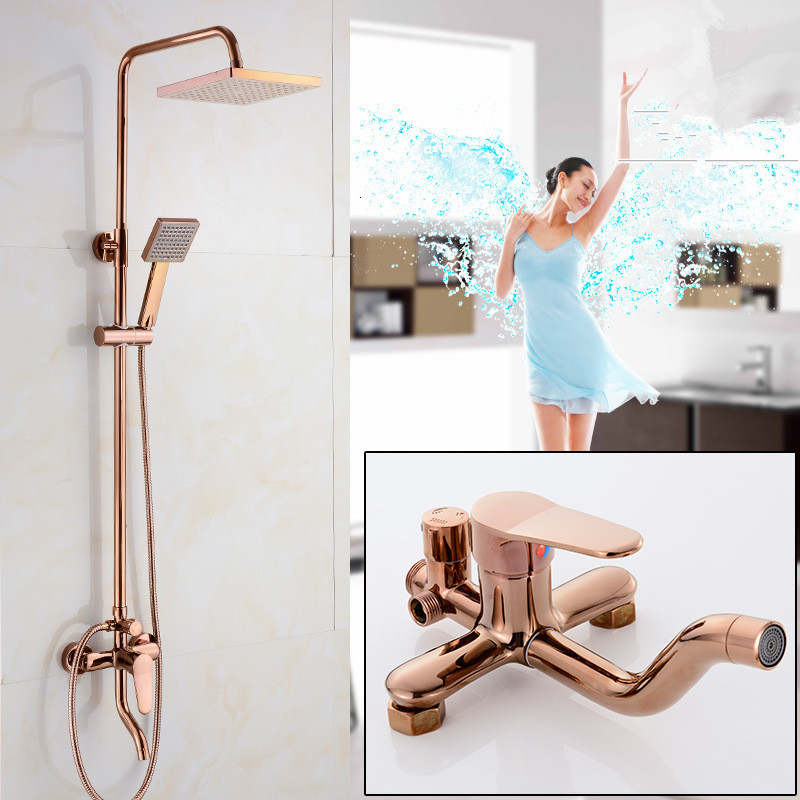 

2021 New Rainfall Sets and Mixer Tap with Tub Brass Rose Gold Bath & Shower Set Bathtub Faucet Bwi9