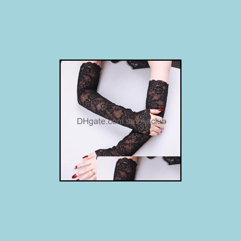 

Safety Athletic Outdoor As Sports Outdoorssummer Women Driving Glove Arm Sleeves Sun Uv Protection Sexy Lace Gloves Lady Fingerless Elastic, Gray