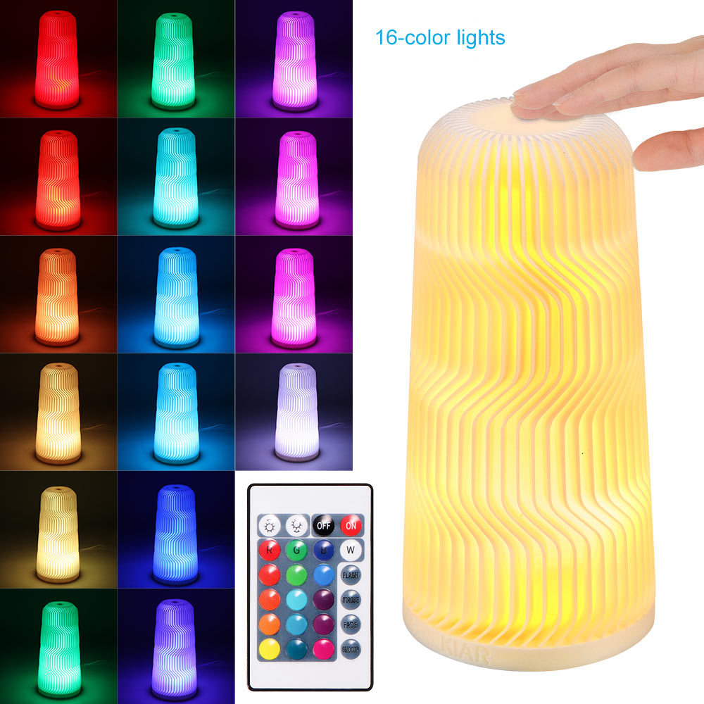 

2021 New Usb 3d Printed Led Lamp Night Touch/remote Control Mood Light 16-color Baby Room Bedroom Party Cafe Christmas 8foh