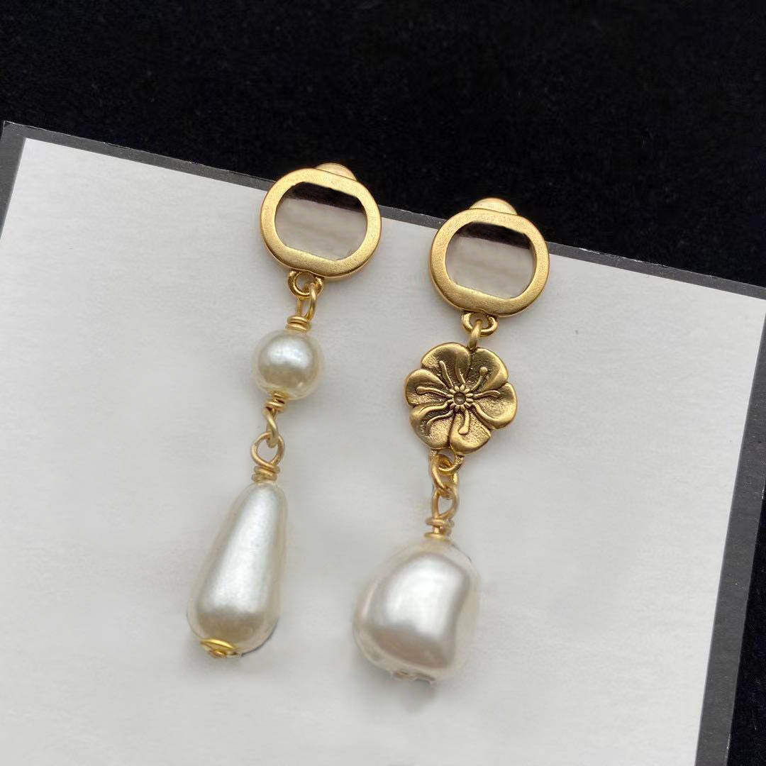 

Fashion Earring pearl Charm earring for lady Women Party Wedding Lovers gift engagement Jewelry for Bride With BOX, Silver