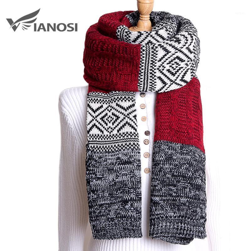 

Scarves VIANOSI Fashion 2021 Winter Scarf Women Bufandas Mujer Thick Warm Patchwork Sjaal Brand Foulard Femme Hijab, Blue;gray