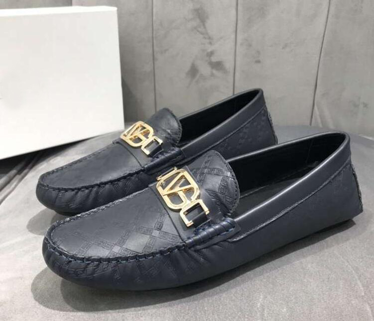 

[Orignal Box] Luxury New Casual Beanie Shoes For Mens Loafers Genuine Leather Gommino Slip On Gommino Business Dress Shoes Size 38-45, Black