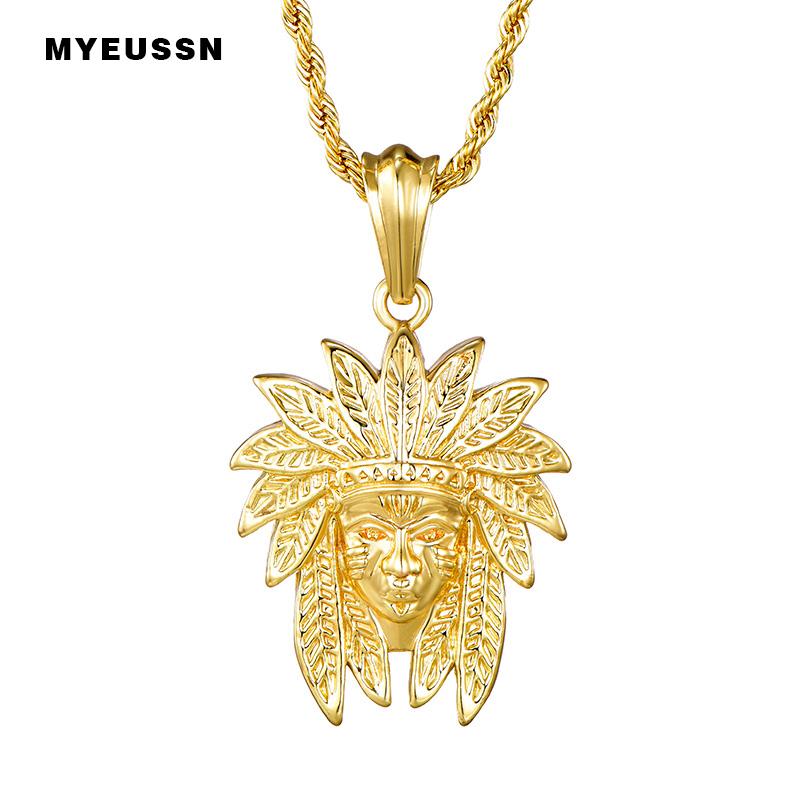 

Pendant Necklaces Wholesale European And American Hip Hop Tide Brand Chief Avatar Men Necklace Fashion Gift Jewelry Agent, Silver