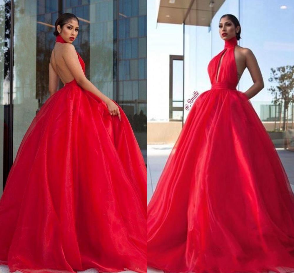 

2021 New Red y Ruffles Long Eveninges Halter Keyhole Designed Sexy Backless Black Girl Evening Gowns Vestidos De Fiesta Rqb7, Ivory