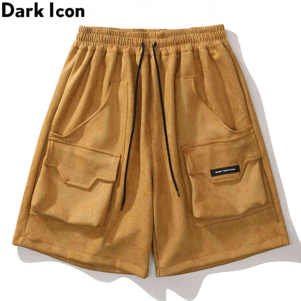 

Stero Pockets Street Fashion Summer Shorts Men Elastic Waist Straight Men's Shorts 3 Colors 210603, Black