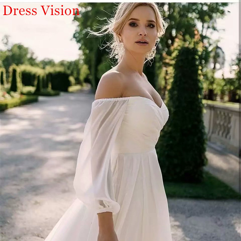 

2021 Chiffon V-neck y Sleeves Vestidos Novia Beach Wedding Party Robe De Soiree Bride to Be Zo1t, Same as image