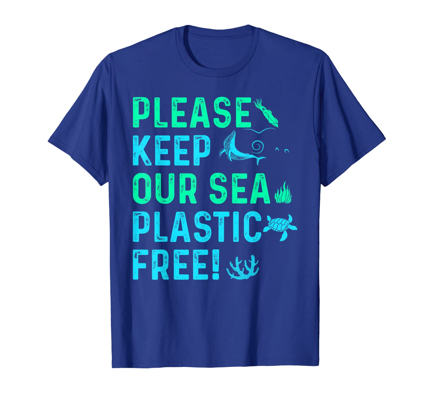 

Please Keep Our Sea Plastic Free Marine Animals Tshirt, White;black