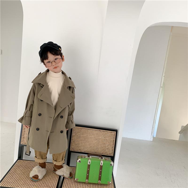 

Coat Autumn Boys And Girls Fashion Oversized Long Style Trench Jackets Unisex Turn-down Collar Loose Coats, Blue;gray