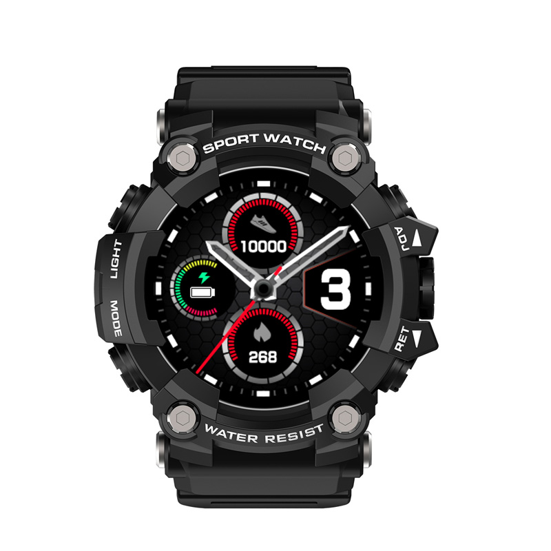 

T6 tactical rugged smart watch bracelet IP68 waterproof 1.3-inch full circle full touch with physical buttons multi-language