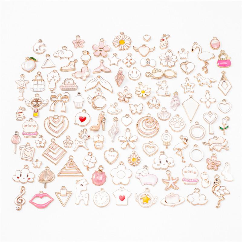 

Charms 10pcs Color Series White Mixed Bracelet Material Gifts Alloy Small Pendant DIY Oil Drop Jewelry Accessories, Bronze;silver