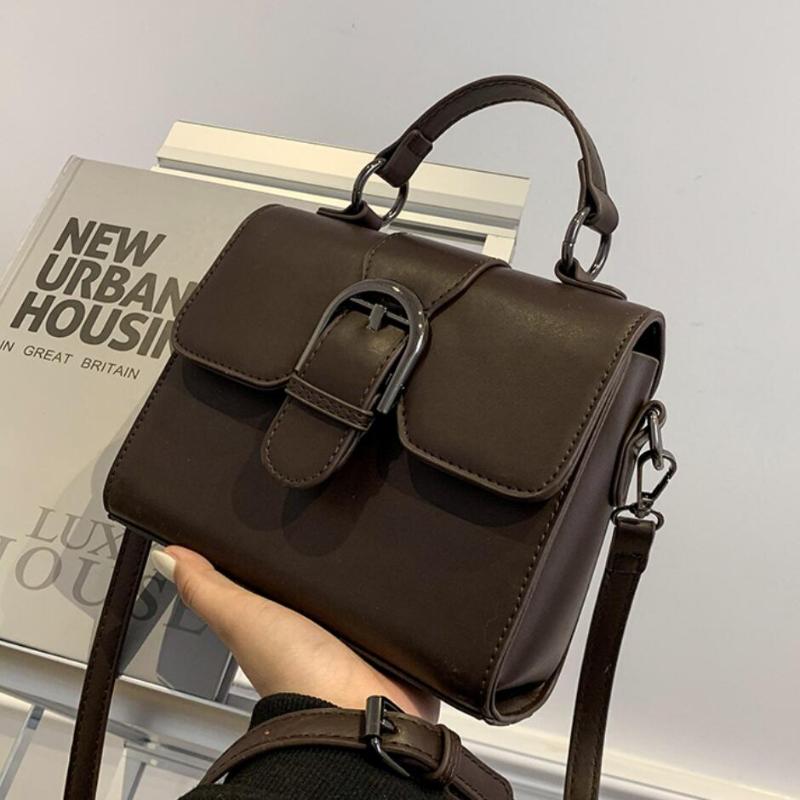

Vintage Square Tote bag 2021 Fashion New High-quality PU Leather Women's Designer Handbag Lock Shoulder Messenger Bag Purses, Black