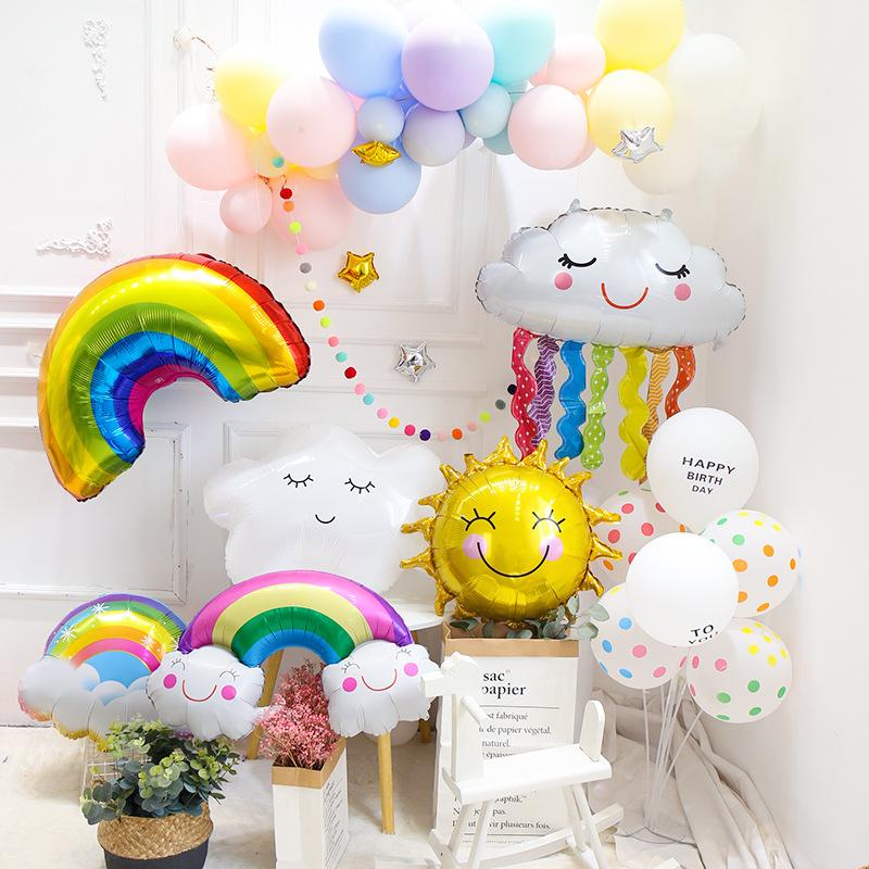 Party Decoration Rainbow Smile White Cloud Foil Balloons For Birthday Wedding Accessories Baby Show Helium Boy Girl Toy-image-731916549