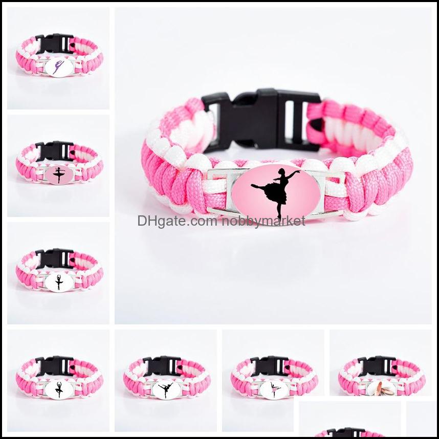 

Charm Bracelets Jewelry Arrival Ballet Dance For Women Girls Dancer Shoes Sign Glass Cord Wrap Bracelet Girlfriend Gift Drop Delivery 2021 B