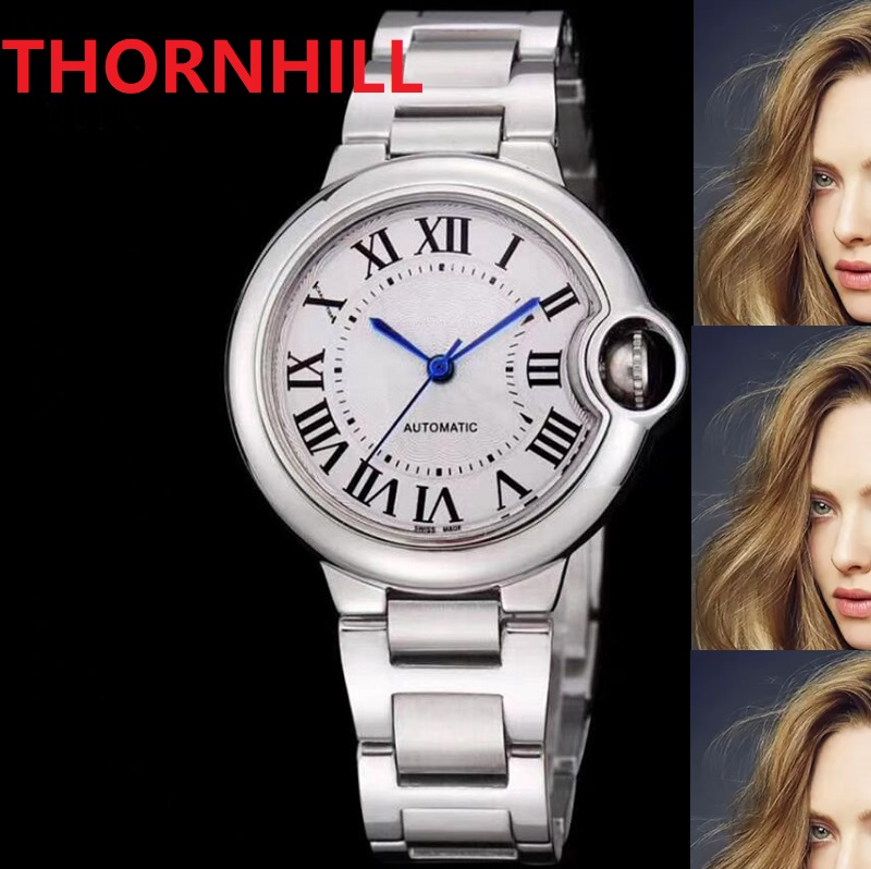 

33MM Women Automatic Machinery Roman Watch Top High Quality 2813 Movement Watches 316L Stainless Steel Lovers lady classic wristwatch, As pic