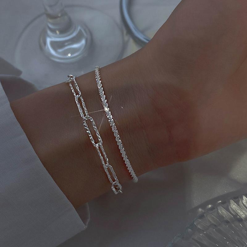 

Link, Chain Fashion Trendy Women Jewelry 925 Sterling Silver Bracelets Female Gifts Simple Bracelet Jewellry Bijoux
