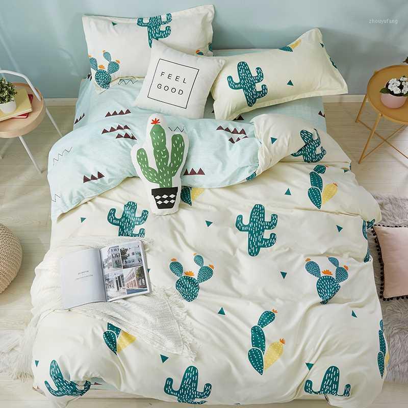 

Home Textile  Twin Size Boy Girl Bedding Sets Cactus Duvet Quilt Cover Bed Sheet Pillowcase Teen Bedlinen King Bedclothes
