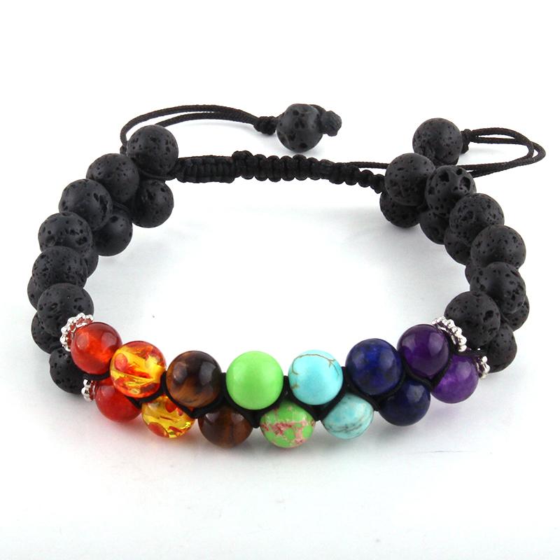 

Charm Bracelets Fashion Beaded 7 Chakra Bracelet Natural Stone Women Men Healing Balance Yoga Jewelry Drop