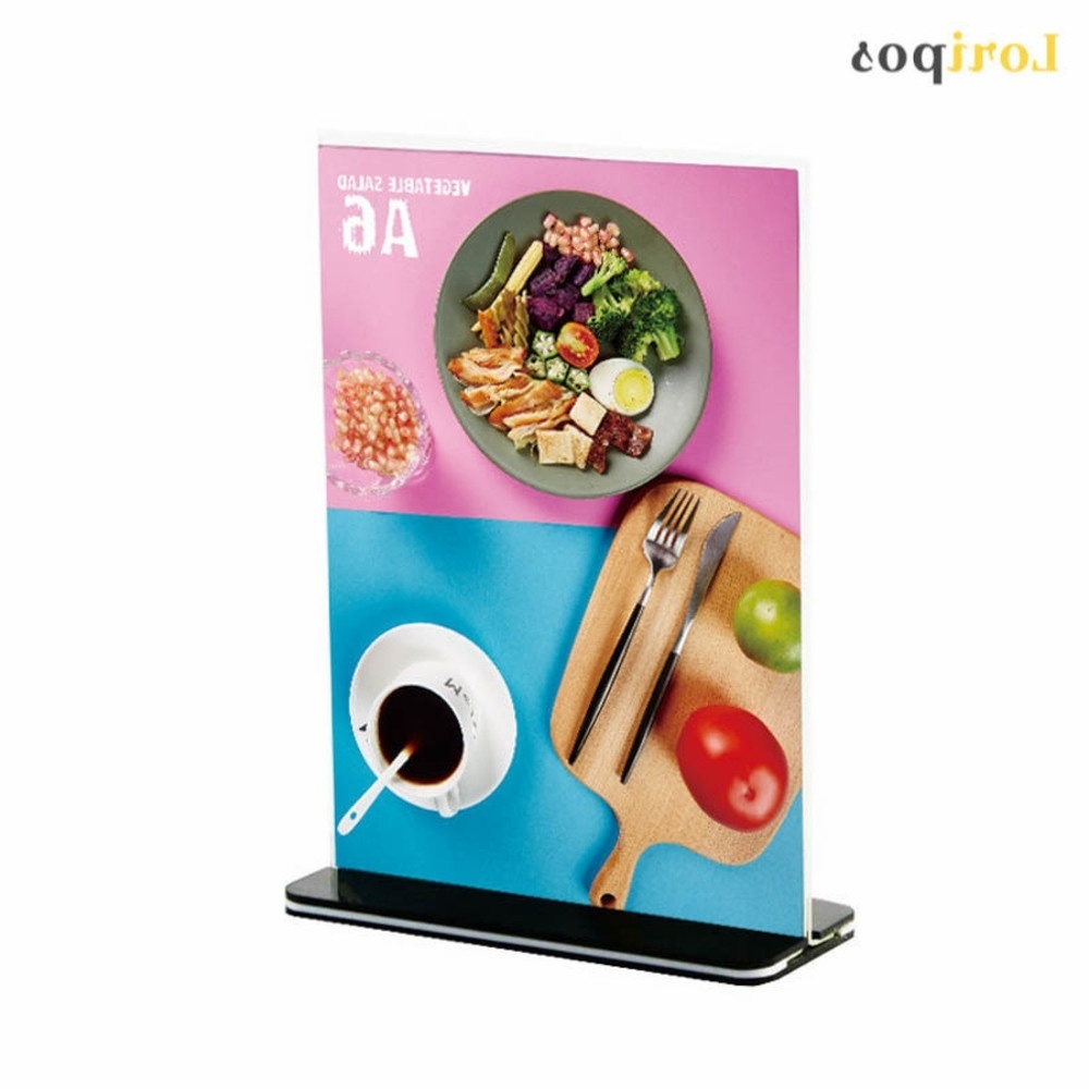 A6 Acrylic Sign Holder Black Base for Small Poster Display on Desk-image-754667075