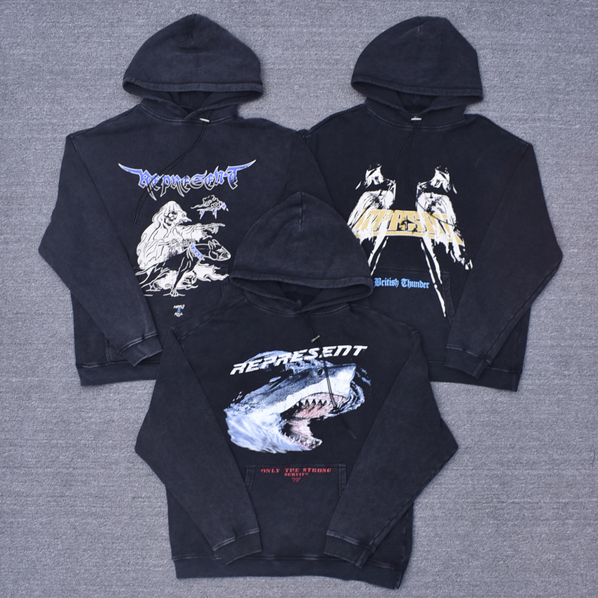 

2021 New Best Quality Loose Washed Do Old Represent Lessons Hoodie Men Women 1:1 Shark Printing Vintage Pullover Retro Sweatshirts Db9c