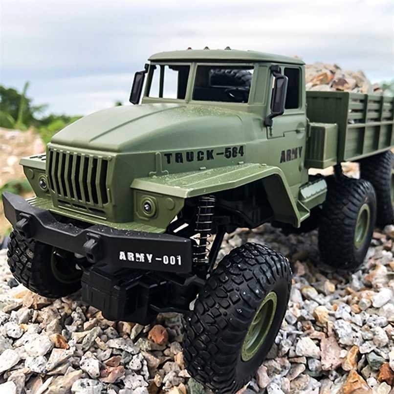 

1:16 High Speed RC Car Military Truck 2.4G Six-wheel Remote Control Off-road Climbing Vehicle Model Toy for Kids Birthday Gift 211029