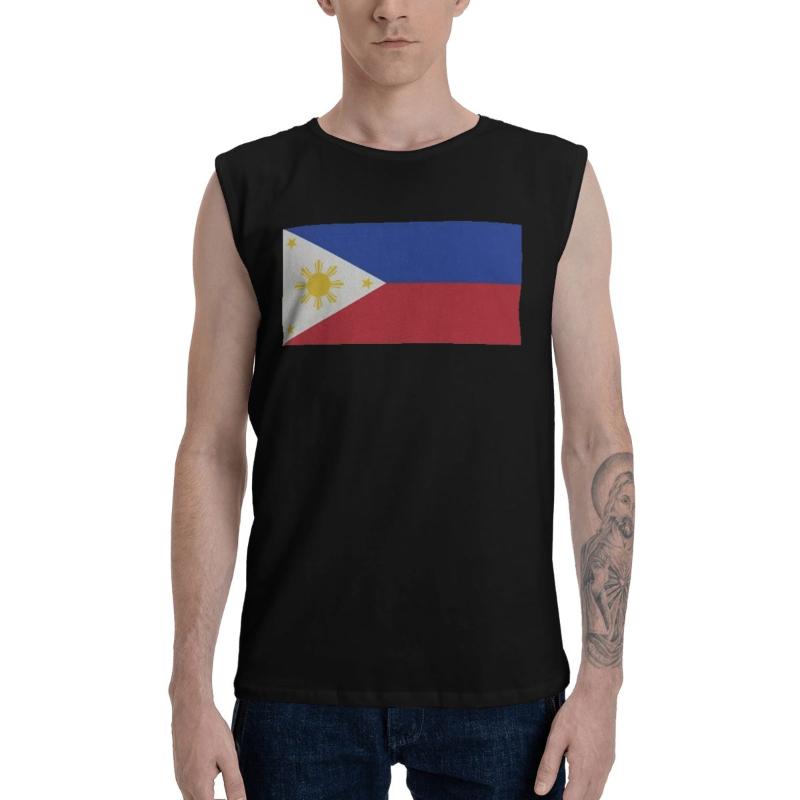 

Men' Tank Tops Flag Of The Philippines Mens Sleeveless Tees Shirts, White;black